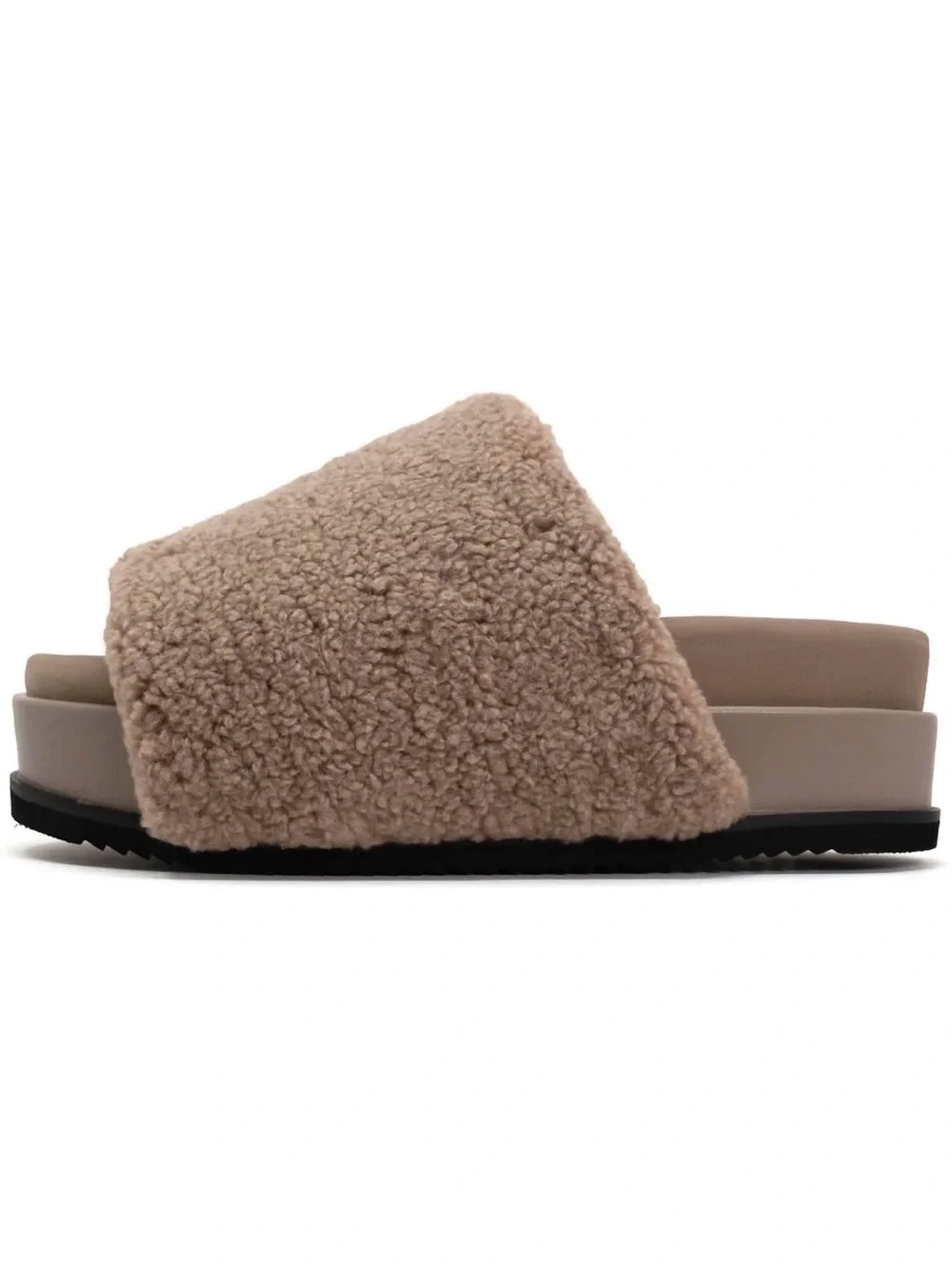 ROAM fuzzy stack in Oat - Slide Platform Sandals